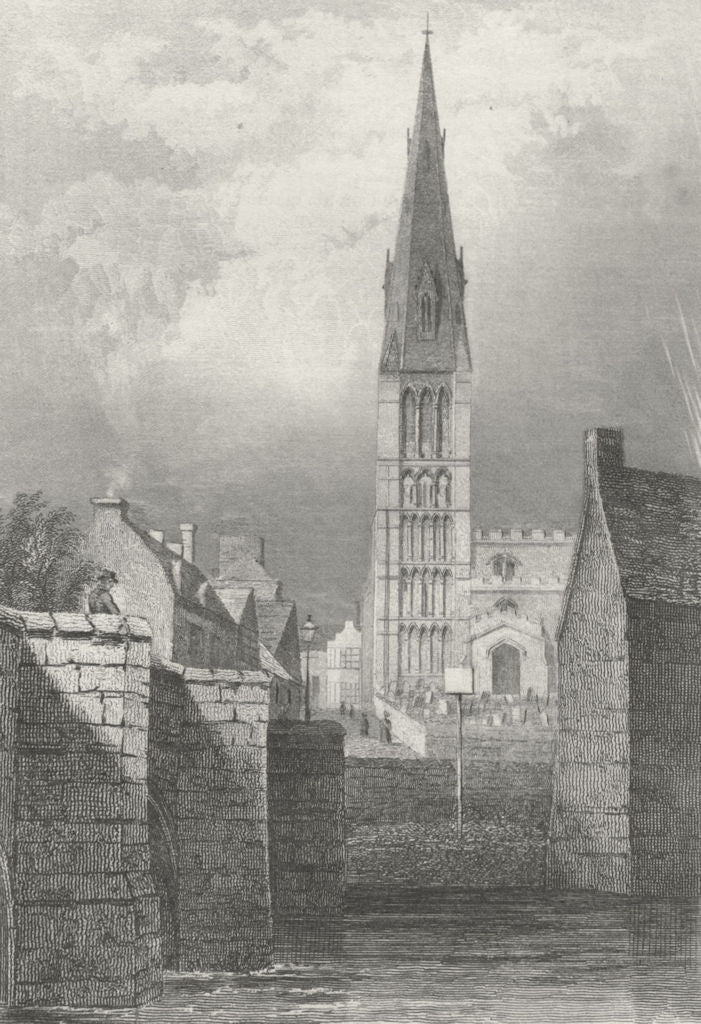 LINCS. St Mary's Church, Stamford. Saunders bridge 1836 old antique print